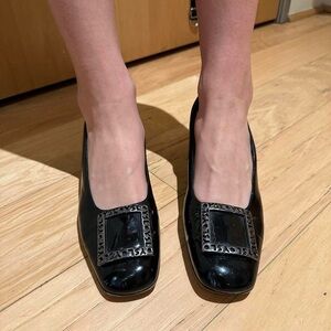 Yves Saint Laurent Black Heels with Silver Accents